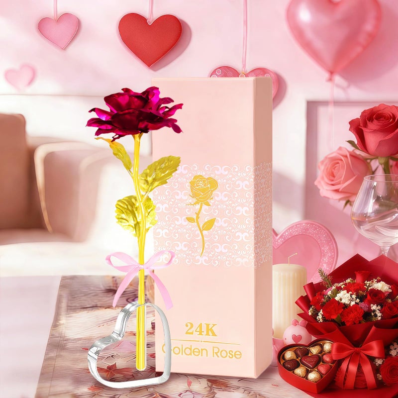 Beferr Valentines Day Rose Gifts for Her, Birthday Gifts for Women Mom Galaxy Rose Glass Forever Flowers with Heart-Shaped Base Eternal Crystal Roses Valentine Gifts for Grandma Wife Sister Girlfriend - Image 4